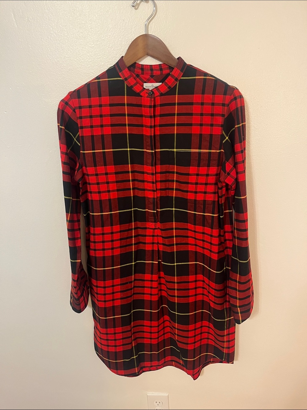 Bean Signature Red and Black Plaid Medium Long Sleeve Tunic Dress